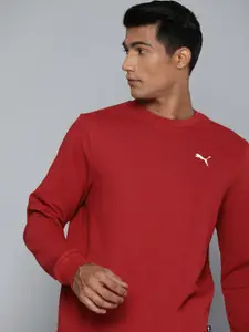Puma Men Maroon Brand Logo Printed Pullover Regular Fit Sweatshirt