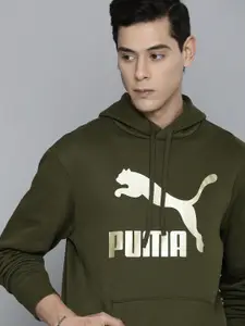 Puma Men Regular Fit Printed Classics Metallic Hooded Sweatshirt