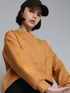 Puma Women Brown Self Designed Cut Out Detailed Casual Sweatshirt