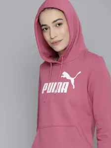 Puma Women Mauve Essentials Printed Hooded Sweatshirt