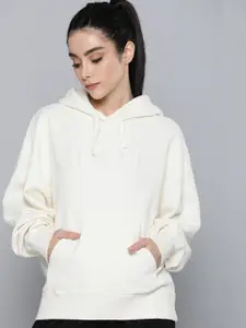 PUMA X VOGUE Women White Brand Logo Embroidered Oversized Hooded Sweatshirt