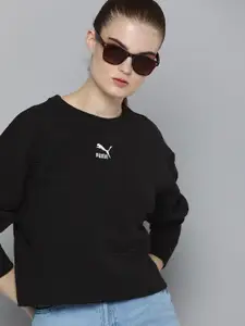 Puma Women Black Classics Quilted Sweatshirt
