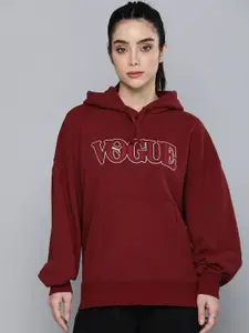 PUMA X VOGUE Women Oversized Fit Brand Logo Embroidery Pure Cotton Hooded Sweatshirt