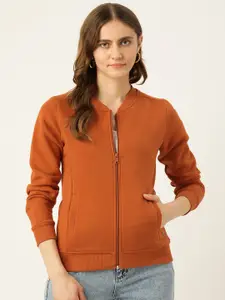 Monte Carlo Women Rust Orange Solid Sweatshirt