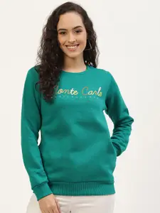 Monte Carlo Women Green Brand Logo Printed Sweatshirt