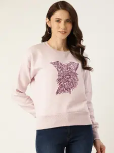 Monte Carlo Women Lavender Printed Sweatshirt