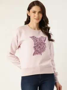 Monte Carlo Women Lavender Printed Sweatshirt