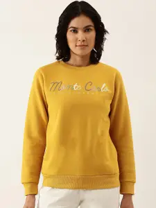 Monte Carlo Women Mustard Brand Logo Printed Sweatshirt