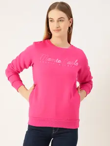 Monte Carlo Women Magenta Embroidered Sweatshirt