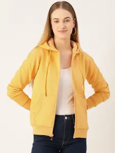 Monte Carlo Women Yellow Hooded Front-Open Sweatshirt