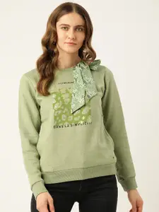 Monte Carlo Women Green Printed Sweatshirt