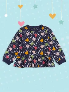 mothercare Girls Navy Blue Printed Pure Cotton Sweatshirt