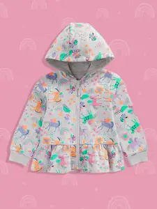 mothercare Infant Girls Grey Sweatshirt Style Printed Pure Cotton Jacket