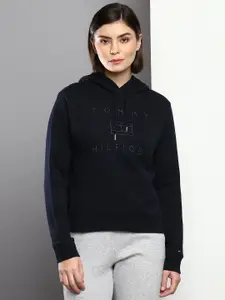 Tommy Hilfiger Women Typography Printed Hooded Sweatshirt