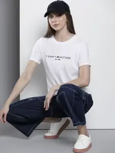 Tommy Hilfiger Women Brand Logo Printed Pure Cotton T-shirt