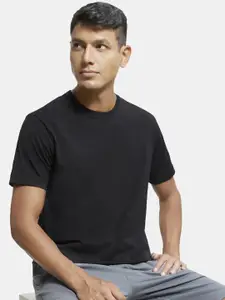 Jockey Men Black Solid Round Neck Pure Cotton T-shirt