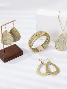 Yellow Chimes Women Gold-Plated Jewellery Set with Set of 4 Earrings & 1 Bracelet