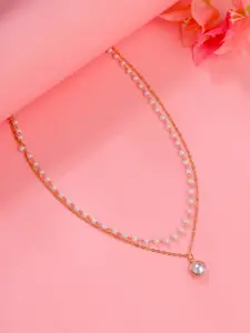 Yellow Chimes White Gold-Plated Pearl Layered Necklace