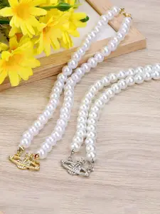 Yellow Chimes Set of 2 White Pearl Necklaces