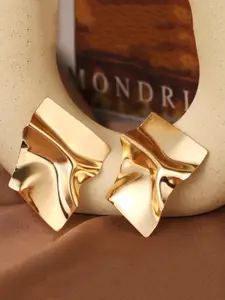 Yellow Chimes Gold-Toned Contemporary Studs Earrings