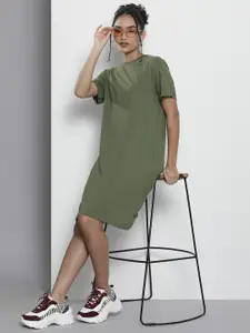 Tommy Hilfiger Olive Green Drop-Shoulder T-shirt Dress
