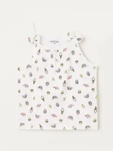 Juniors by Lifestyle Kids-Girls White Pure Cotton Print Top