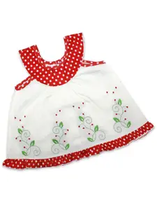 Born Babies Girls Red & White Floral A-Line Dress