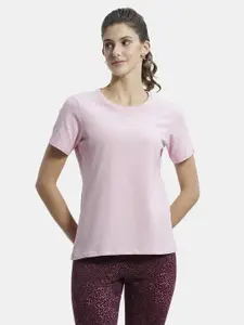 Jockey Women Pink Solid Round Neck T-shirt
