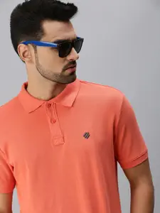 ONN Men Peach-Coloured Polo Collar T-shirt short sleeves