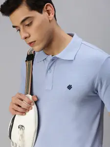 ONN Men Blue Polo Collar T-shirt
