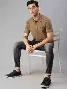 ONN Men Brown Polo Collar Solid Cotton T-shirt