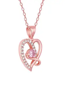 GIVA Rose Gold-Toned & Plated Music CZ-Studded Pendant With Chain