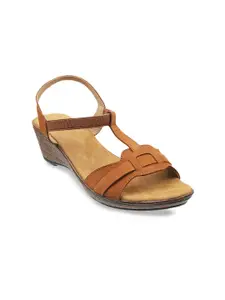 Mochi Tan Textured Wedge Sandals