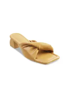 Mochi Beige Block Sandals with Bows 3 Inch Heels