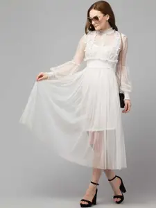 La Aimee White A-line Midi Dress