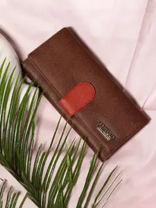 Fostelo Women Brown Textured PU Two Fold Wallet