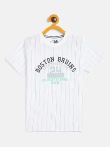 Duke Boys White Typography Striped Slim Fit T-shirt