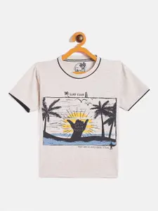 Duke Boys Cream-Coloured Printed Tropical Cotton T-shirt