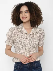 AMERICAN EAGLE OUTFITTERS Women Brown Floral Printed Pure Cotton Casual Shirt