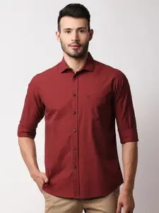 Basics Men Red Slim Fit Pure Cotton Casual Shirt