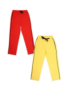 V-Mart VMart Boys Pack of 2 Yellow & Red Solid Cotton Lounge Pants