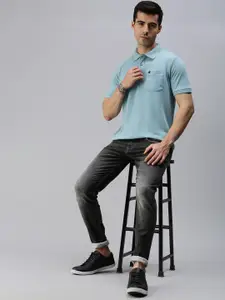 ONN Men Blue Polo Collar T-shirt
