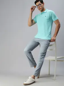 ONN Men Blue Brand Logo Polo Collar T-shirt