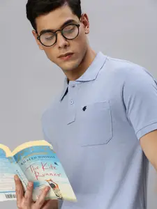 ONN Men Blue Polo Collar T-shirt