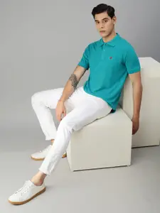ONN Men Sea Green Polo Collar T-shirt