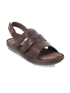 Mochi Men Brown Leather Comfort Sandals