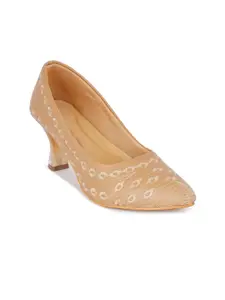 Walkfree Tan Printed Party Kitten Pumps with Bows