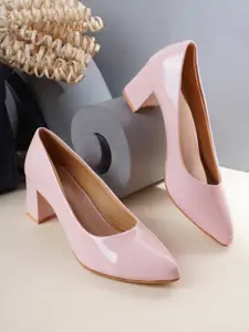 SAPATOS Women Pink Solid Party Block Pumps