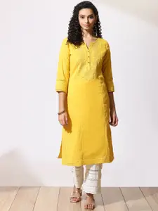 Lakshita Women Mustard Yellow Embroidered  Kurta
