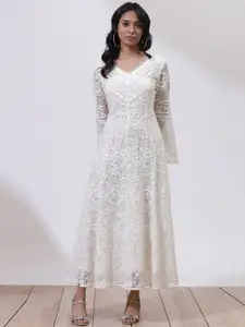 Lakshita Women White Lace Maxi Dress